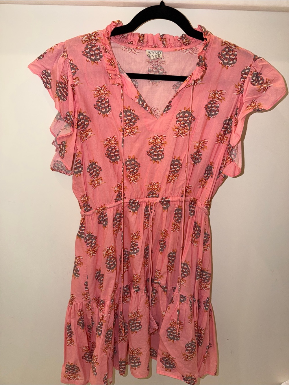 WKND Vibes Pink Pineapple Print Mini Dress